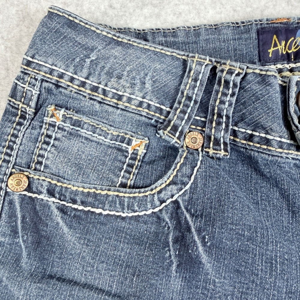 Angels Flare Jeans Womens 9 Short Blue Excellent Thick Stitch Low Rise Y2K - Picture 5 of 15